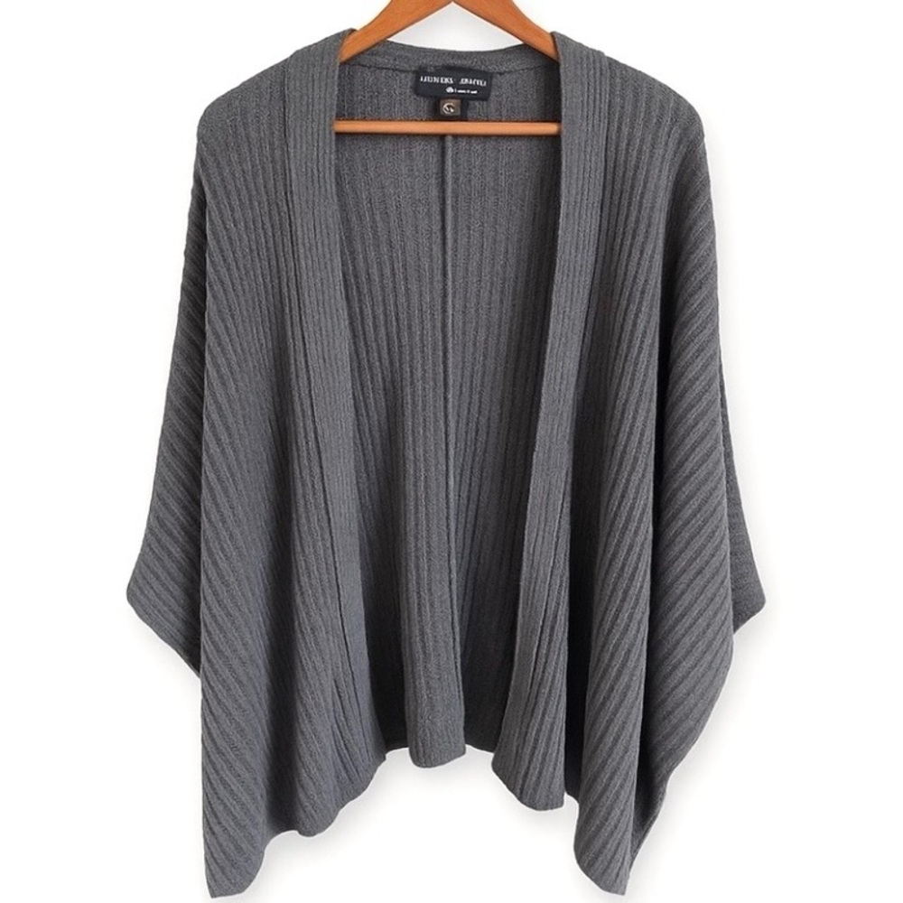Barefoot Dreams Plus  CozyChic Casual Ribbed Open Front Knit Cardigan Gray -1X